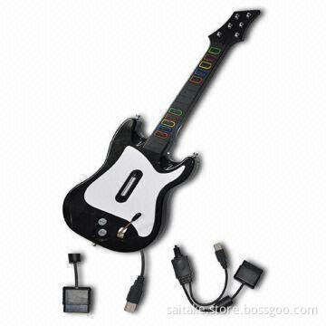 Wired Guitar Controller, Used for PS3/PS2/PC, with 10-color Buttons/Strum Bar/Start/Select/Tril Bar